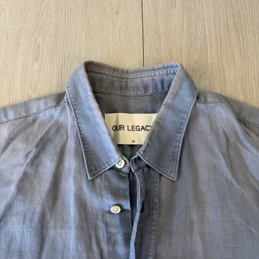 Our Legacy Indigo Shirt Mens 46 Blue Indigo Cotton Button Up Shirting Portugal